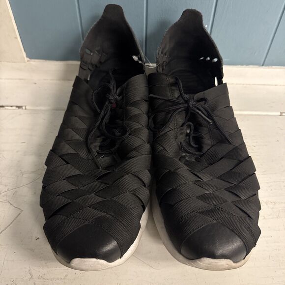 Nike‎ Mens 10 Roshe Run Running Shoes Black 555602-002 Low Top Woven Lace Up - Picture 4 of 10